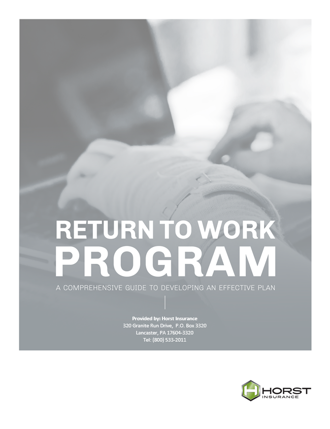 insurance, horst insurance, return to work program guide, injury