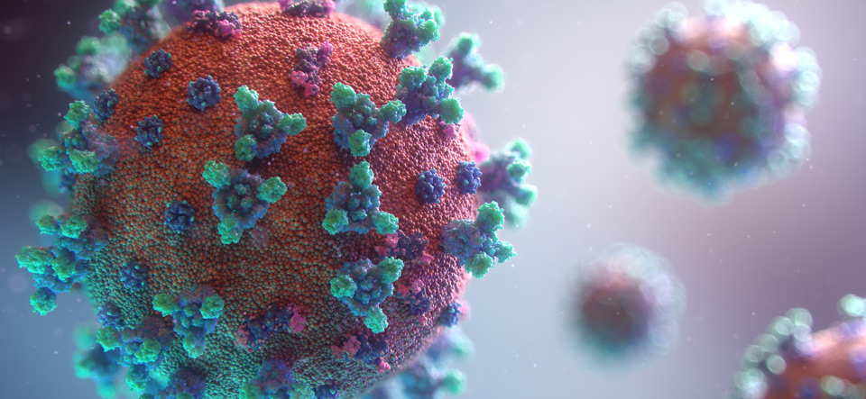 Rendering of COVID-19 virus