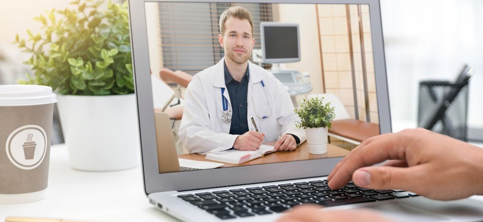 Patient consulting with doctor over the internet