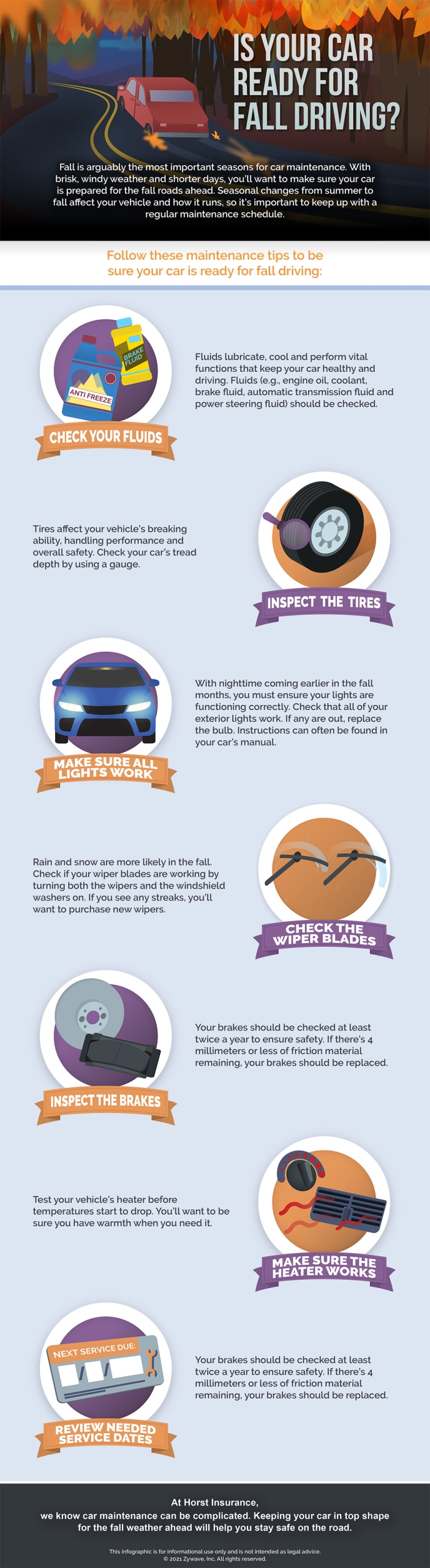 Infographic about preparing your car for fall driving