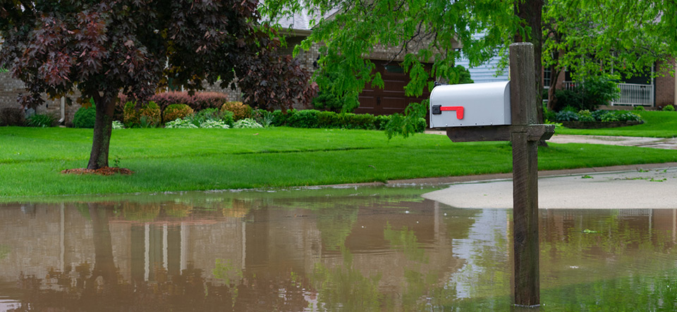 Mailbox on a Flooded Street in a Midwestern Town