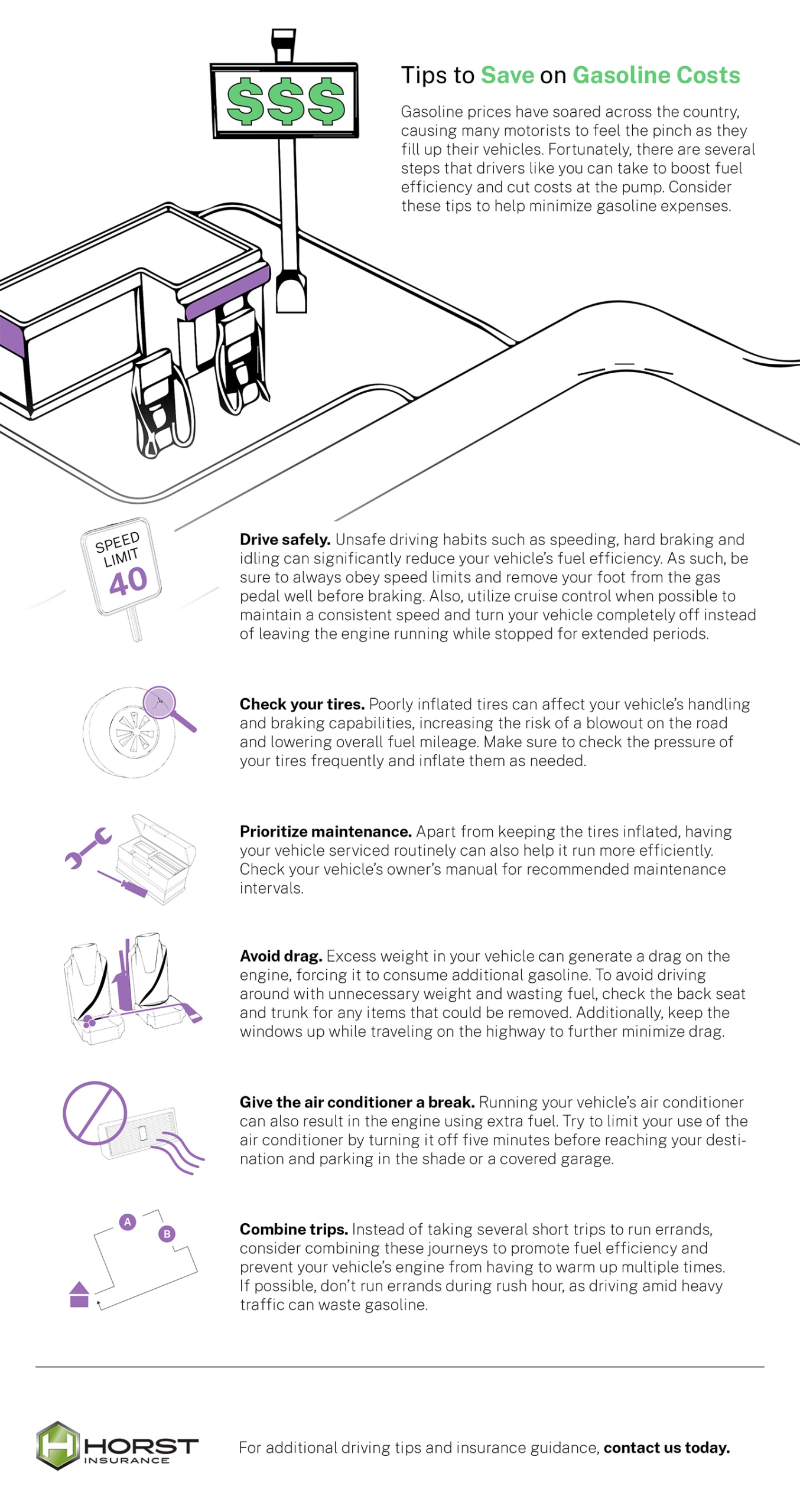 Tips to Save on Gasoline Infographic