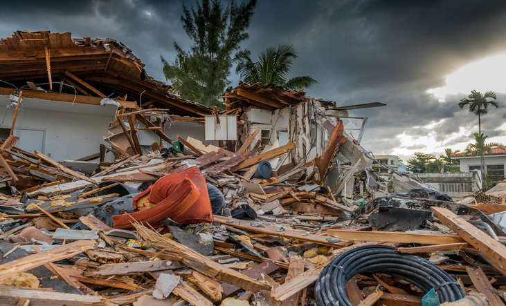 House destroyed by the passage of a hurricane in Florida