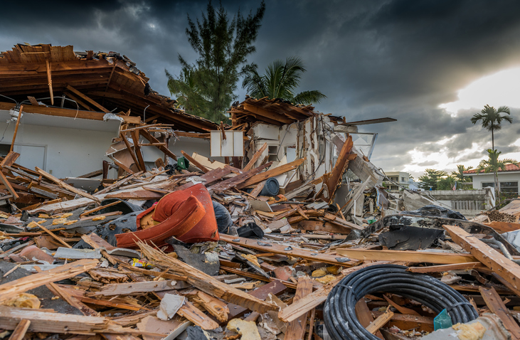 House destroyed by the passage of a hurricane in Florida