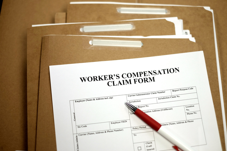 Workers Compensation Claim form on files complaint for work injury