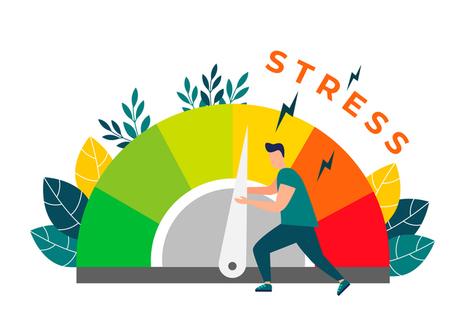Relieve stress. Stress levels are reduced through the concept of problem solving. Tired of frustration, emotional overload. Vector illustration in flat style